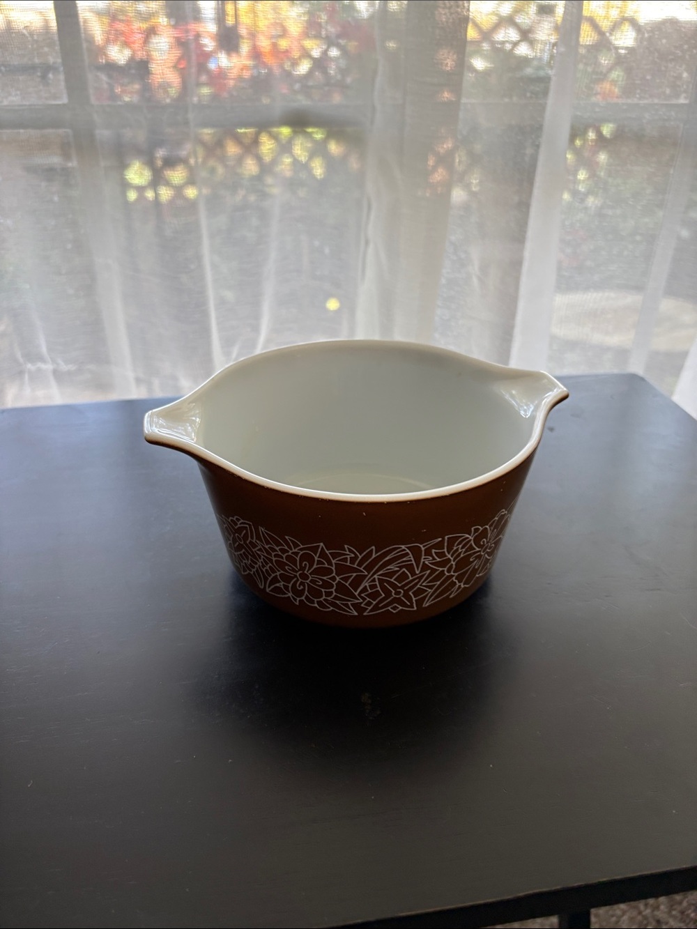 Vintage Brown Floral Mixing Bowl - Home Kitchen Pyrex